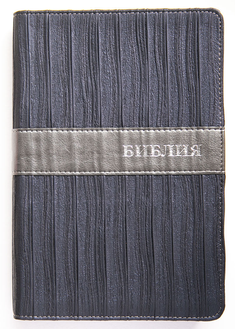 Библия (17х24см, синяя фактурная обложка, индексы, серебряный обрез, закладка, крупный шрифт)