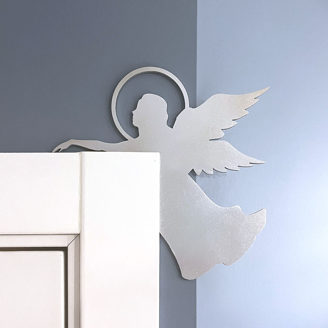 Декор на дверь "Ангел Хранитель" серебряный