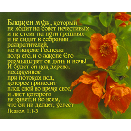 Блажен муж, который не ходит на совет нечестивых… Псалом 1:1-3 - открытка-карточка 8х9,5