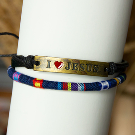 Браслет кожаный - I love Jesus