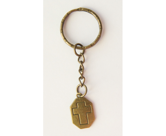 Брелок металлический под бронзу высечка на шестиграннике "Крест" (БСБМк-16)