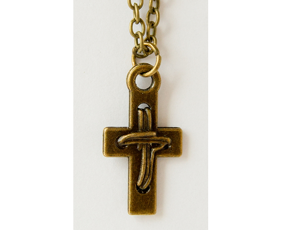 Кулон металлический на цепочке под бронзу - Крестик внутри крестика (КМБЦ-16)