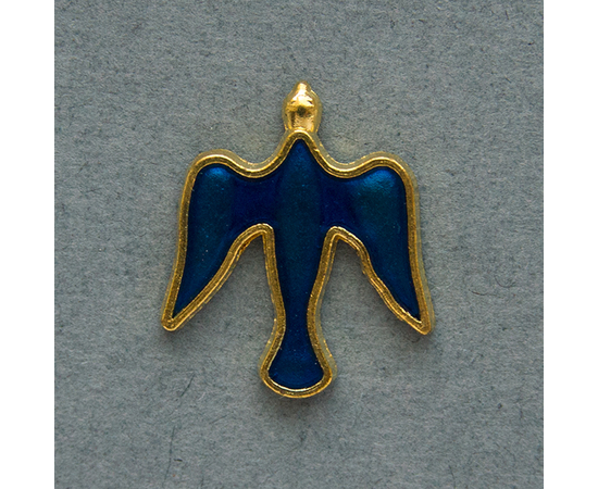 Значок на цанге Голубь, синий, металл под золото (ЗЦк-5)