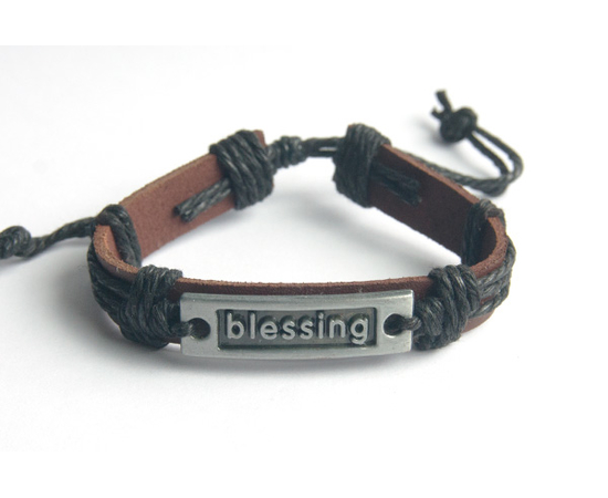 Blessing (благословение) - кожаный браслет (черный шнур)