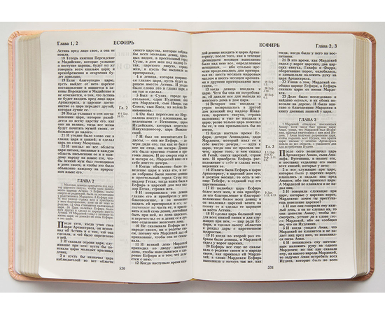 Библия каноническая с параллельными местами (Колос, светло-розовый-розовый, золотой обрез)