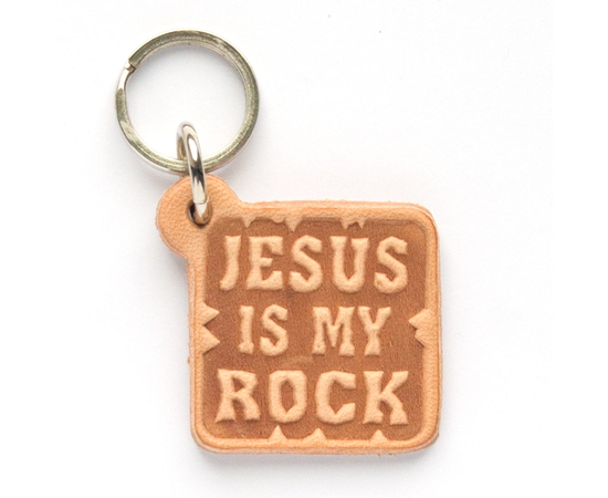 Брелок "Jesus is my Rock!" - брелок из натуральной кожи