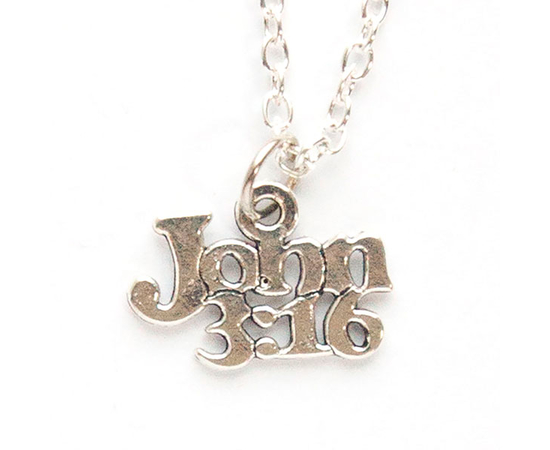 Кулон на цепочке - Jonn 3:16 надпись (под серебро)