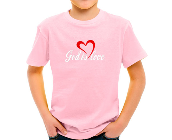 Детская футболка - GOD is love (БОГ есть любовь) - розовая