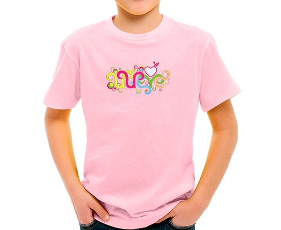 Детская футболка - Иисус - разноцветная надпись - розовая