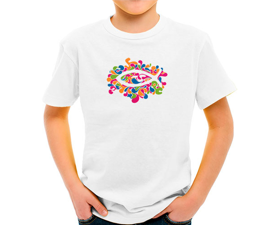 Детская футболка - Рыбка цветная - белая