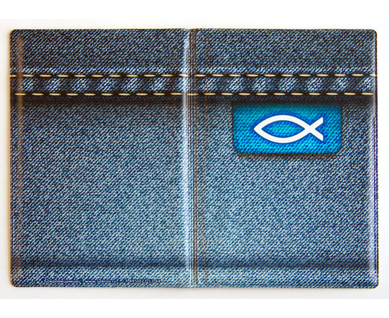 Обложка на паспорт с отделением для автодокументов  ПВХ "Рыбка под джинсу  "