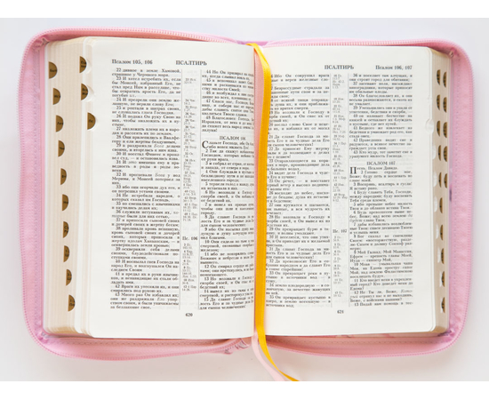 Библия (14х20,2см, искусств. кожа, "Розы", молния, золотой обрез, 2 закладки, слова Иисуса выделены жирным)