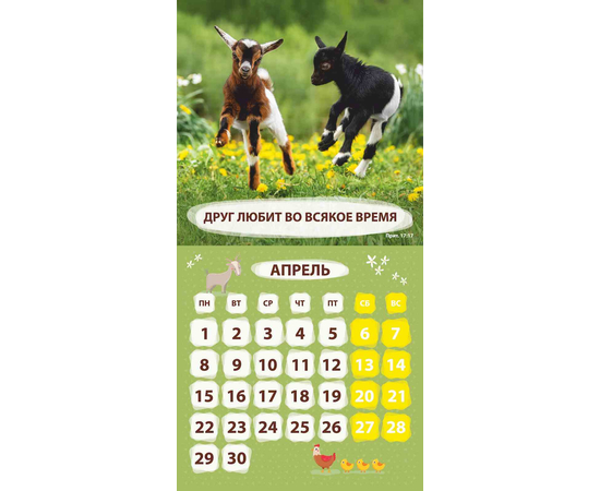 Календарь настенный перекидной на скрепке на 2024 год - Забавные животные 29х29 см