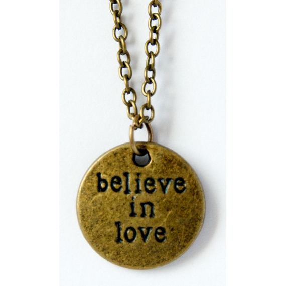 Кулон металлический на цепочке под бронзу - Believe in love (КМБЦ-20)