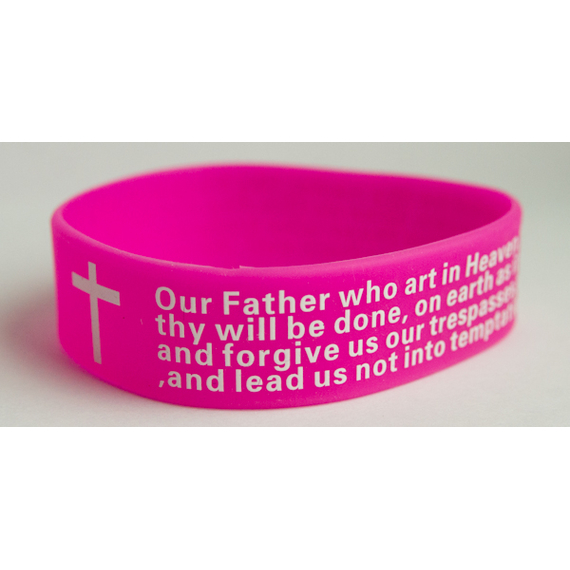 Браслет силиконовый - Our Father, who art in heaven, розовый (БРШк-12)