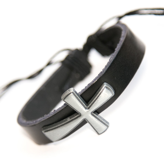 Кожаный бралет - Крест большой