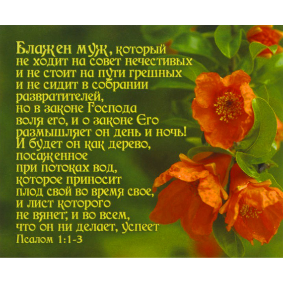 Блажен муж, который не ходит на совет нечестивых… Псалом 1:1-3 - открытка-карточка 8х9,5