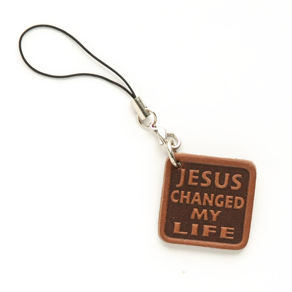 Подвеска из натуральной кожи - Jesus changed my Life (перевод: Иисус изменил мою жизнь)
