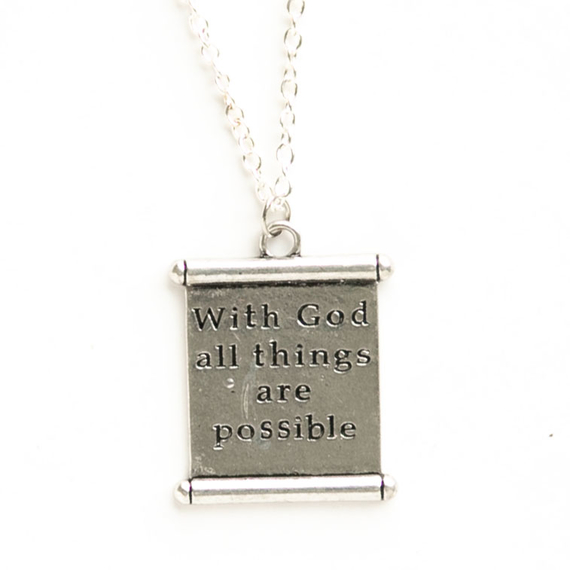Кулон на цепочке - With God all things are possible (свиток)
